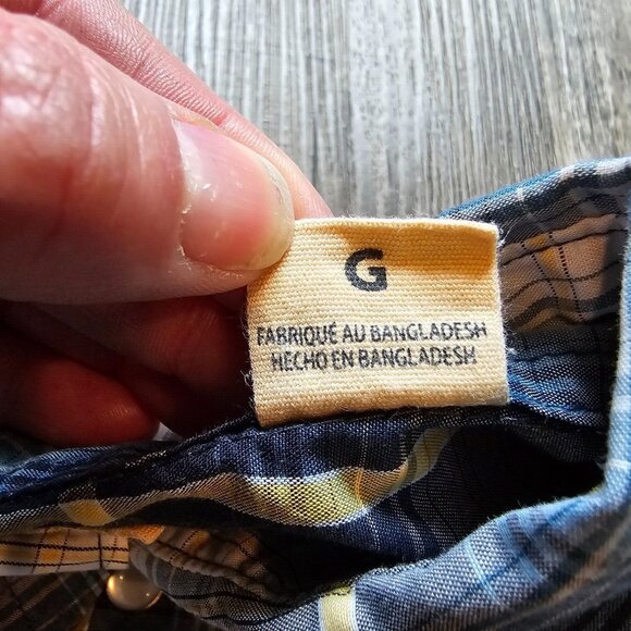 Red Head Brand Shirt Blue Mens Size Large Pearl Snap Plaid Short Sleeve Casual - Picture 9 of 14